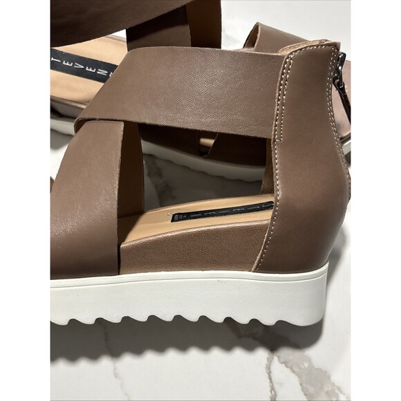 Steven By Steve Madden Keanna Cross Straps Taupe Platform Wedge Sandals Size 10 - Picture 13 of 15